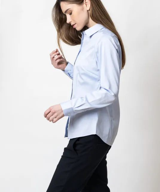 Green Bow 01  Hemd Dames Lichtblauw