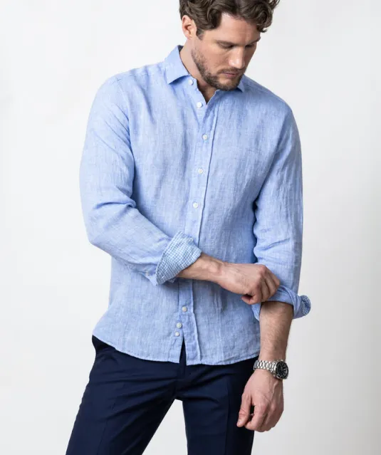 Indigo Bow 33  Hemd Regular Fit Heren Hemelsblauw