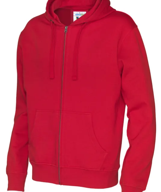 HOODIE FULL ZIP MAN - GOTS GECERTIFICEERD Rood
