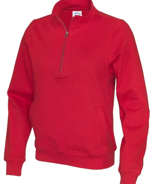SWEATER HALF ZIP UNISEX - GOTS GECERTIFICEERD Rood