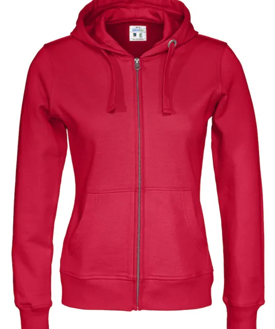 HOODIE FULL ZIP LADY - GOTS GECERTIFICEERD Rood