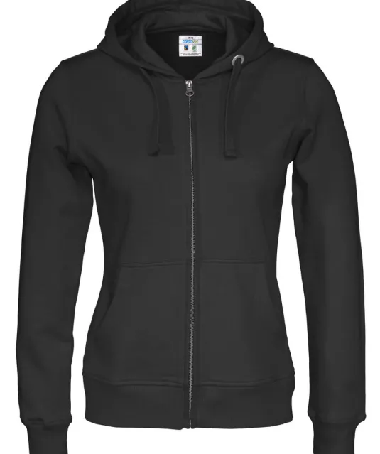 HOODIE FULL ZIP LADY - GOTS GECERTIFICEERD Zwart
