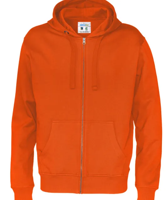 HOODIE FULL ZIP MAN - GOTS GECERTIFICEERD Oranje