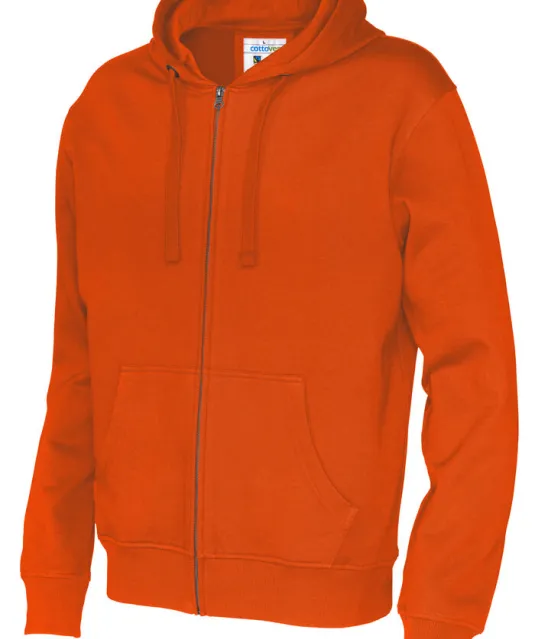 HOODIE FULL ZIP MAN - GOTS GECERTIFICEERD Oranje