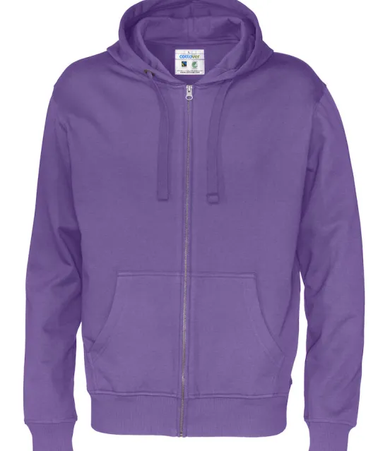HOODIE FULL ZIP MAN - GOTS GECERTIFICEERD Paars