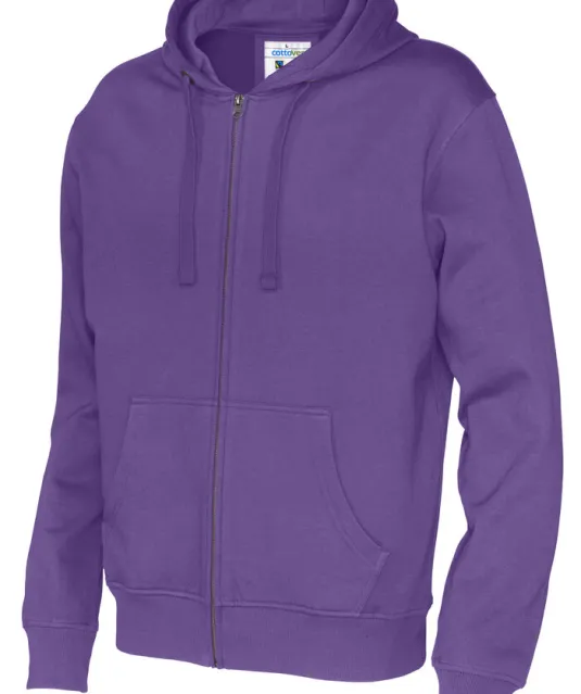 HOODIE FULL ZIP MAN - GOTS GECERTIFICEERD Paars
