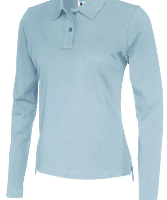 POLO PIQUE LONG SLEEVE LADY - GOTS GECERTIFICEERD Lichtblauw