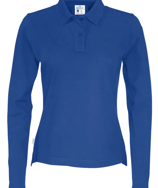 POLO PIQUE LONG SLEEVE LADY - GOTS GECERTIFICEERD Blauw