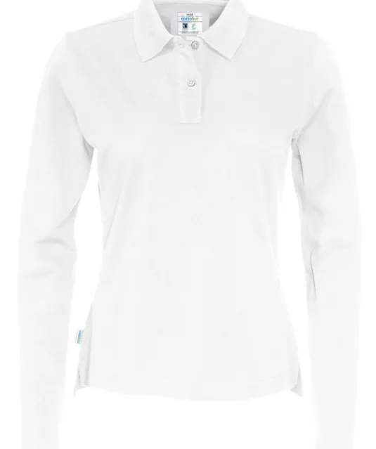 POLO PIQUE LONG SLEEVE LADY - GOTS GECERTIFICEERD Wit