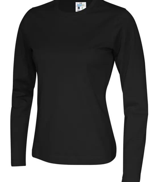 T-SHIRT LONG SLEEVE LADY - GOTS GECERTIFICEERD Zwart