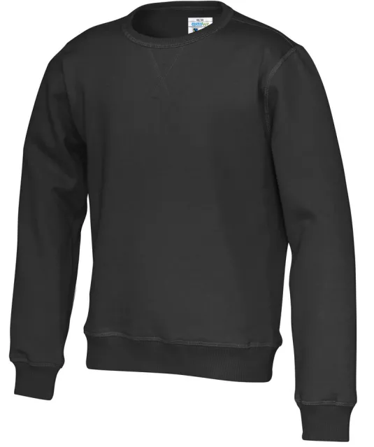 SWEATER CREW NECK KID - GOTS GECERTIFICEERD Zwart