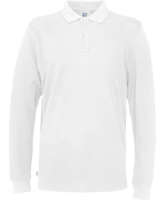 POLO PIQUE LONG SLEEVE MAN - GOTS GECERTIFICEERD Wit