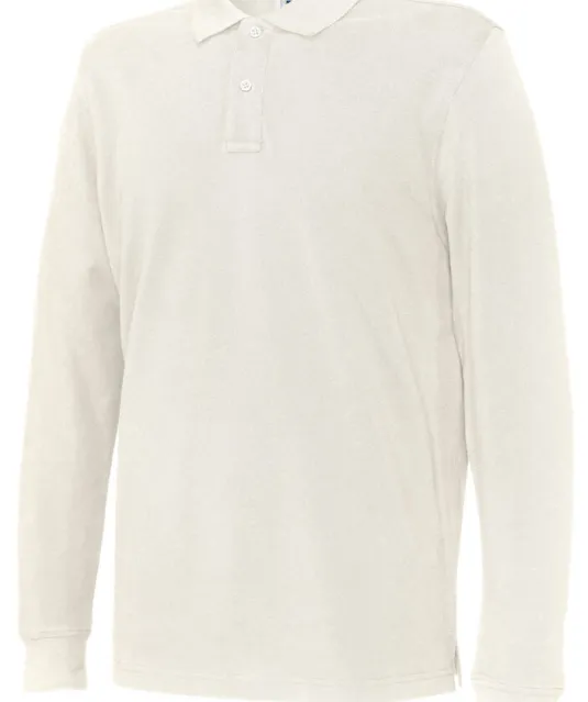 POLO PIQUE LONG SLEEVE MAN - GOTS GECERTIFICEERD Ecru