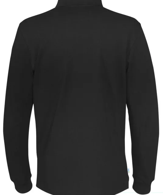 POLO PIQUE LONG SLEEVE MAN - GOTS GECERTIFICEERD Zwart