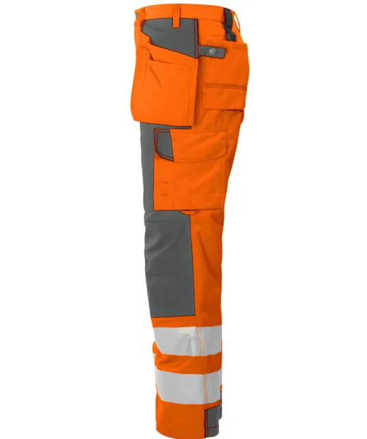 6506 SIGNALISATIEBROEK MET KNIEZAKKEN EN SPIJKERZAKKEN EN ISO 20471 KLASSE 2 Oranje