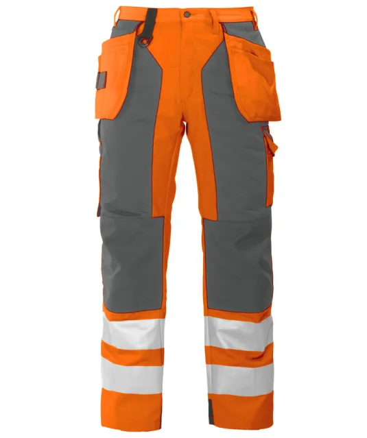 6506 SIGNALISATIEBROEK MET KNIEZAKKEN EN SPIJKERZAKKEN EN ISO 20471 KLASSE 2 Oranje