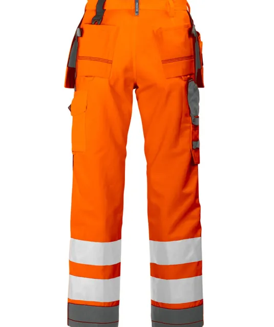6506 SIGNALISATIEBROEK MET KNIEZAKKEN EN SPIJKERZAKKEN EN ISO 20471 KLASSE 2 Oranje