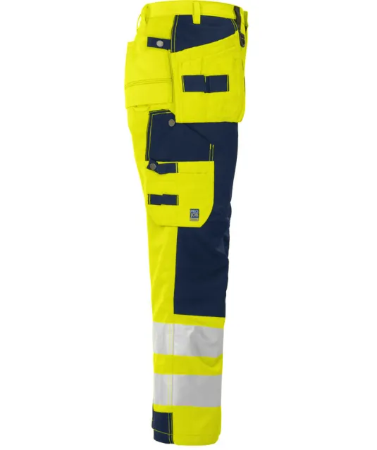 6506 SIGNALISATIEBROEK MET KNIEZAKKEN EN SPIJKERZAKKEN EN ISO 20471 KLASSE 2 Geel