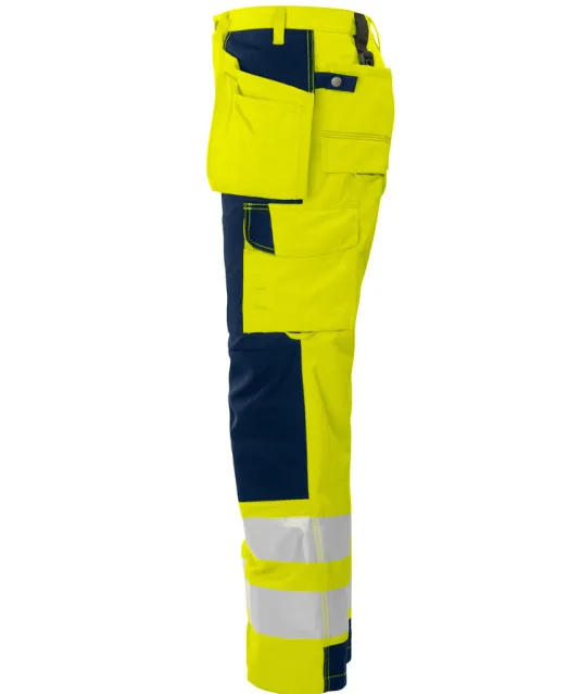 6506 SIGNALISATIEBROEK MET KNIEZAKKEN EN SPIJKERZAKKEN EN ISO 20471 KLASSE 2 Geel