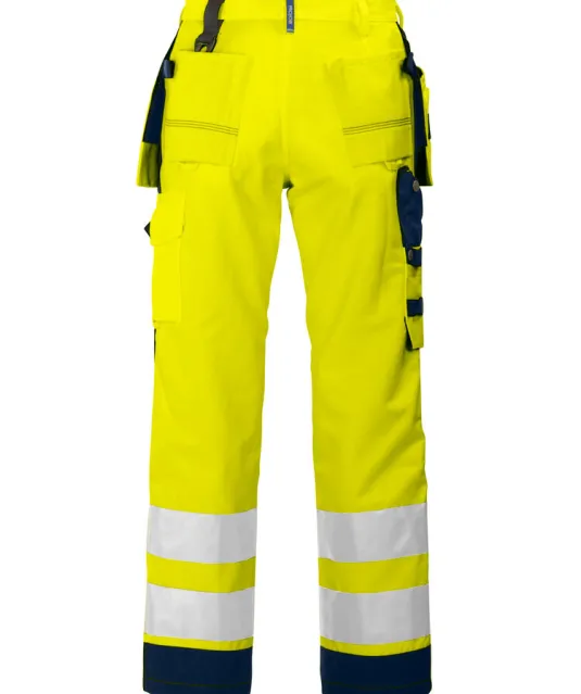 6506 SIGNALISATIEBROEK MET KNIEZAKKEN EN SPIJKERZAKKEN EN ISO 20471 KLASSE 2 Geel