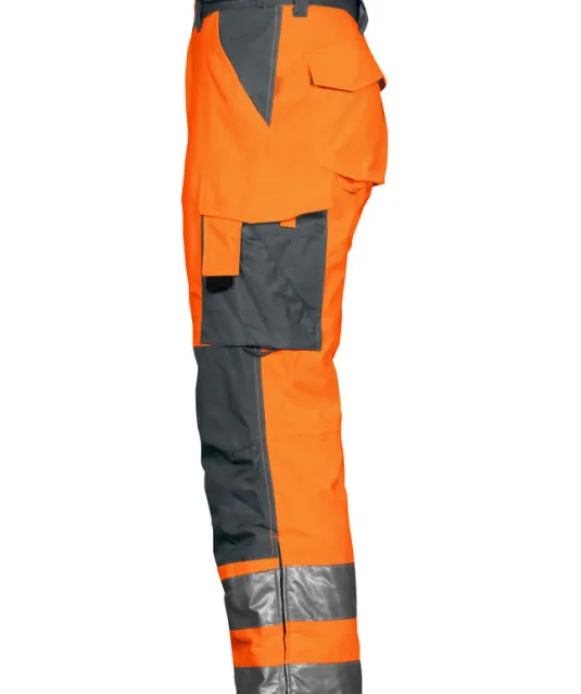 6514 GEVOERDE SIGNALISATIEREGENBROEK EN ISO 20471 KLASSE 2 Oranje