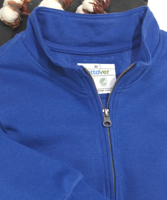 SWEATER HALF ZIP UNISEX - GOTS GECERTIFICEERD Blauw