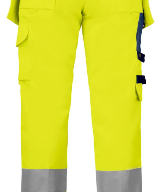 6519 SIGNALISATIE BROEK MET KNIEZAKKEN EN SPIJKERKZAKKEN EN ISO 20471 KLASSE 2 DAMES Geel