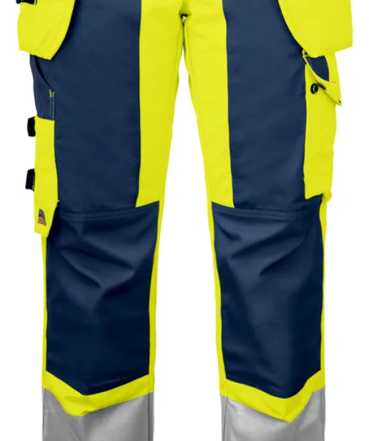 6519 SIGNALISATIE BROEK MET KNIEZAKKEN EN SPIJKERKZAKKEN EN ISO 20471 KLASSE 2 DAMES Geel