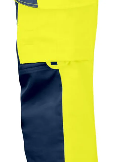 6519 SIGNALISATIE BROEK MET KNIEZAKKEN EN SPIJKERKZAKKEN EN ISO 20471 KLASSE 2 DAMES Geel