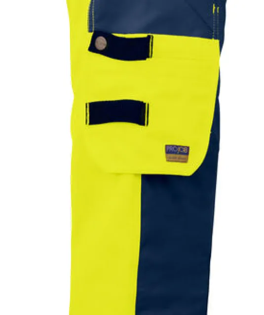 6519 SIGNALISATIE BROEK MET KNIEZAKKEN EN SPIJKERKZAKKEN EN ISO 20471 KLASSE 2 DAMES Geel