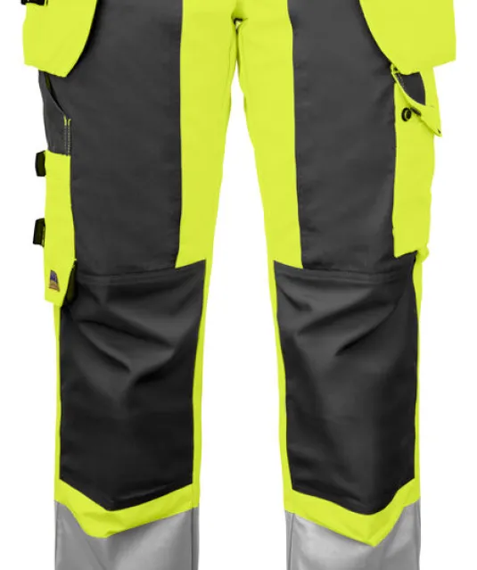 6519 SIGNALISATIE BROEK MET KNIEZAKKEN EN SPIJKERKZAKKEN EN ISO 20471 KLASSE 2 DAMES Geel
