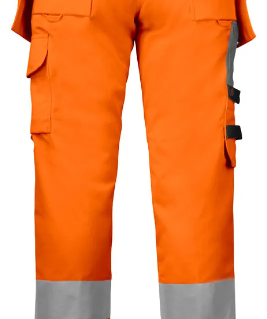 6519 SIGNALISATIE BROEK MET KNIEZAKKEN EN SPIJKERKZAKKEN EN ISO 20471 KLASSE 2 DAMES Oranje