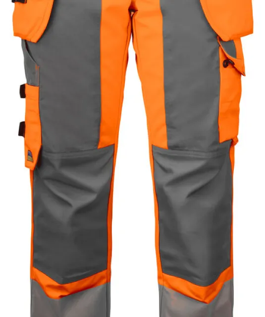 6519 SIGNALISATIE BROEK MET KNIEZAKKEN EN SPIJKERKZAKKEN EN ISO 20471 KLASSE 2 DAMES Oranje