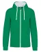 K466 - Herensweater met rits en capuchon in contrasterende kleur Light Kelly Green / White