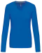 K382 - Dames t-shirt V-hals lange mouwen Light Royal Blue