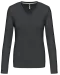 K382 - Dames t-shirt V-hals lange mouwen Dark Grey