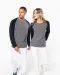 K492 - Tweekleurige damessweater French Terry BIO ronde hals raglanmouwen French Navy Heather / Grey Heather