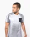 K378 - Gestreept T-shirt met zak en korte mouwen White / Navy Stripes