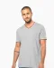 K374 - Heren-t-shirt piqué V-hals Navy / Light Grey / White