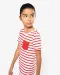 K379 - Gestreept T-shirt met zak en korte mouwen kids White / Navy Stripes