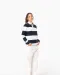 K285 - Gestreepte uniseks polo lange mouwen Black / White Stripes