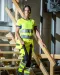 6519 SIGNALISATIE BROEK MET KNIEZAKKEN EN SPIJKERKZAKKEN EN ISO 20471 KLASSE 2 DAMES Geel